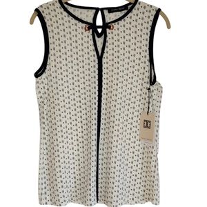 Ivanka Trump White Printed Sleeveless Blouse S NWT